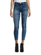 Hudson Isla Patchwork Cropped Raw Hem Skinny Jeans