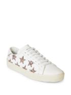 Saint Laurent Court Classic Leather & Glitter Star Sneakers
