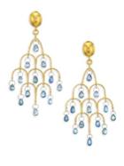 Gurhan 22k Gold & Blue Sapphire Chandelier Earrings