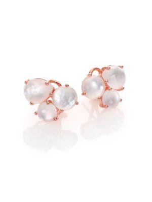 Ippolita Rose Rock Candy Mother-of-pearl & Clear Quartz Doublet Cluster Earrings