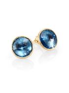 Marco Bicego Jaipur Blue Topaz & 18k Yellow Gold Stud Earrings