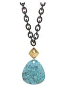 Nest Turquoise & Black Horn Chain Link Pendant Necklace