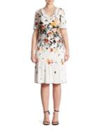 Stizzoli, Plus Size Floral Printed Cowlneck Dress