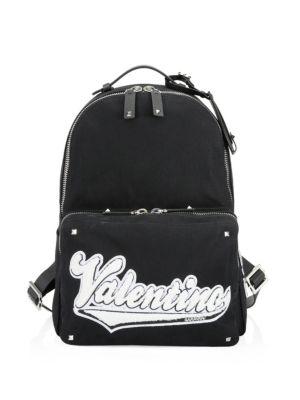 Valentino Garavani Patched Logo Canvas Backpack