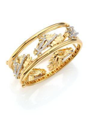 Roberto Coin Cheval Diamond, 18k Yellow Gold & 18k White Gold Bangle Bracelet