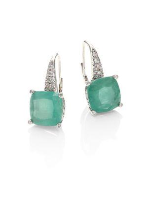 John Hardy Classic Chain Diamond, Emerald & Sterling Silver Drop Earrings