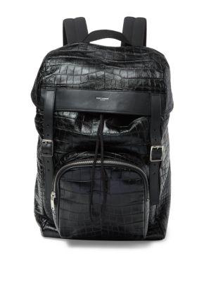 Saint Laurent Croc Skin Embossed Calf Leather Backpack