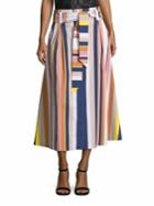 Tanya Taylor Shelby Striped Midi Skirt