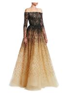 Pamella Roland Sequin & Crystal Embroidered Ombre Ballgown