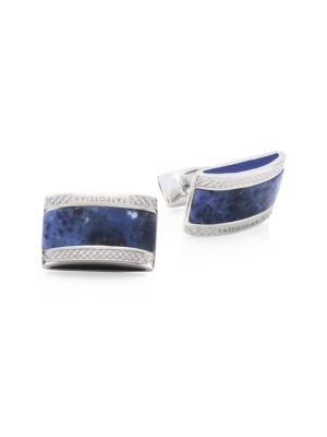 Tateossian Signature D-shape Sodalite & Sterling Silver Double Ended Cufflinks