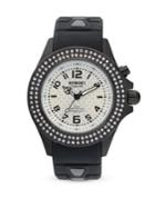 Kyboe Silicone, Pave Crystal Stainless Steel Strap Watch