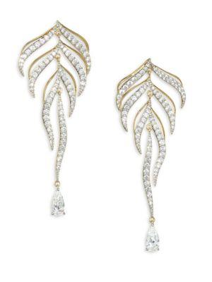Adriana Orsini Pirouette Goldtone Crystal Leaf Drop Earrings