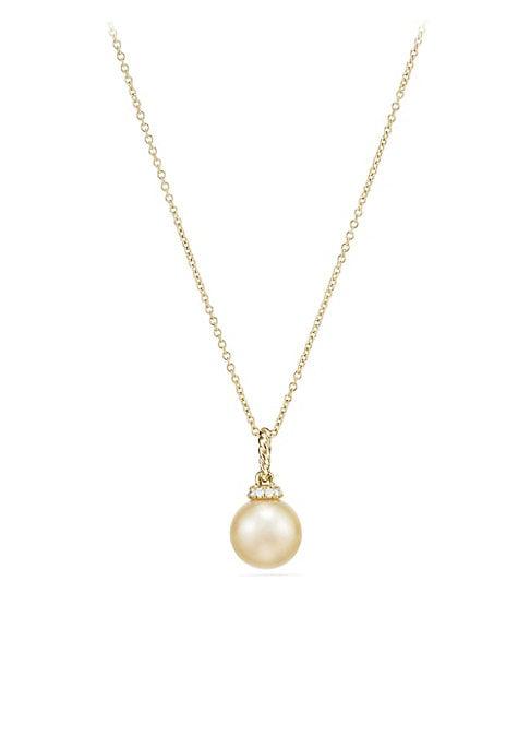 David Yurman Solari Diamond, Pearl And 18k Gold Pendant Necklace