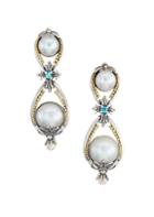 Konstantino Thalia 18k Yellow Gold, Sterling Silver, Cultured Pearl & Blue Spinel Earrings
