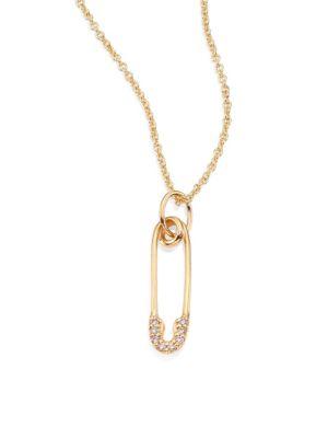 Sydney Evan Safety Pin Diamond & 14k Yellow Gold Pendant Necklace