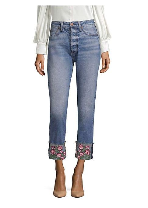 Alice + Olivia Jeans Amazing High-rise Embroidered Girlfriend Jeans