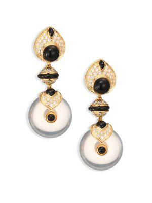 Marina B Pneu Diamond, Black Jade & 18k Yellow Gold Drop Earrings
