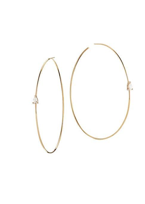 Lana Jewelry 14k Gold & Diamond Pear Magic Hoop Earrings