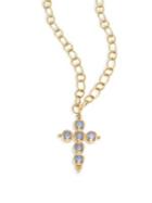 Temple St. Clair Blue Moonstone & 18k Yellow Gold Small Cross Pendant