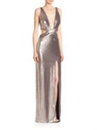 Halston Heritage Cutout Sequined Gown