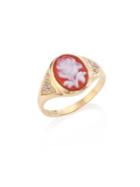 Jacquie Aiche Rose Mini Cameo Diamond & 14k Yellow Gold Ring