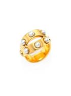 Tory Burch Faux Pearl Double-wrap Ring