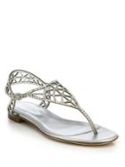 Sergio Rossi Tresor Swarovski Crystal Flat Sandals