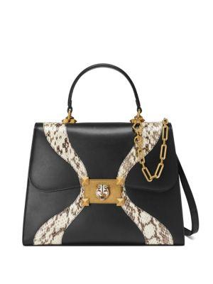 Gucci Osiride Leather & Snakeskin Top Handle Bag
