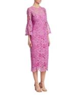Lela Rose Flounce-sleeve Lace Sheath Dress