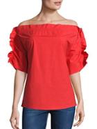 Msgm Ruffle Off-the-shoulder Top