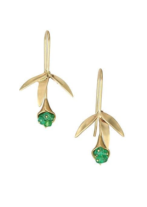 Annette Ferdinandsen Emerald, Crystal & 14k Yellow Gold Wildflower Earrings