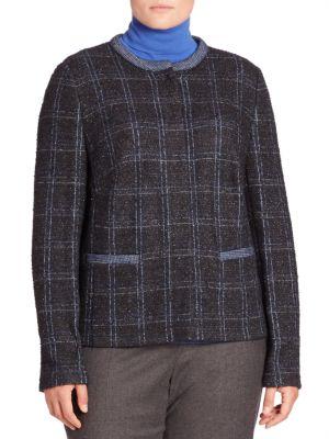 Basler, Plus Size Wool Blend Metallic Tweed Jacket