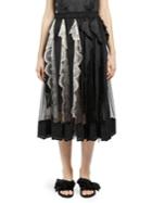 Simone Rocha Pleated Lace Trim A-line Skirt