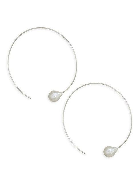 Chan Luu White Freshwater Pearl Hoop Earrings