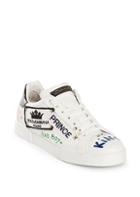 Dolce & Gabbana Prince Graffiti Leather Low-top Sneakers