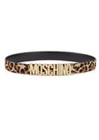 Moschino Logo Leopard Leather Belt