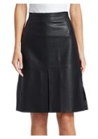 Akris Punto Perforated Leather A-line Skirt