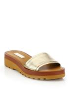 See By Chloe Robin Metallic Leather Demi-wedge Slide Sandals