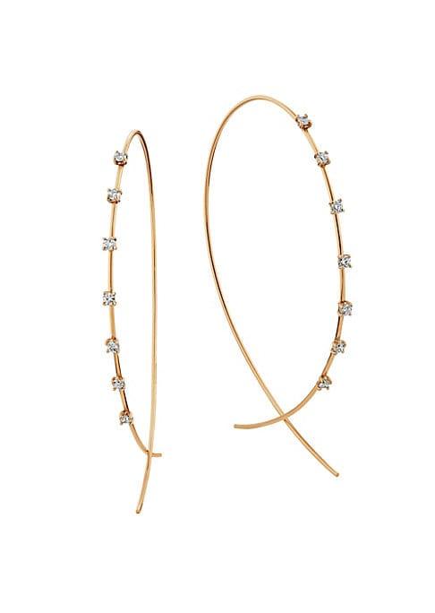 Lana Jewelry Solo Diamond & 14k Yellow Gold Large Upside Down Hoop Threader Earrings