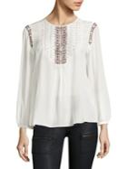 Joie Clema Embroidered Silk Blouse