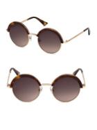 Web 51mm Havana & Gradient Brown Lens Round Sunglasses