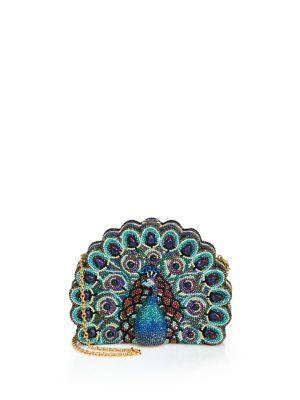 Judith Leiber Couture Swarovski Crystal & Sodalite Peacock Clutch