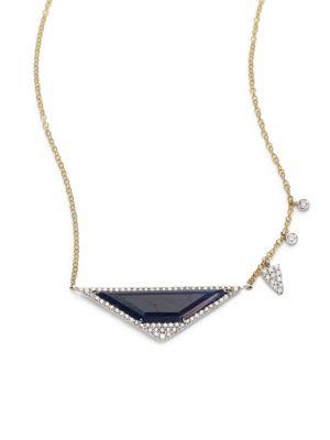 Meira T Sapphire, Diamond & 14k Yellow Gold Triangle Necklace