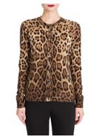 Dolce & Gabbana Leopard Print Cashmere & Silk Cardigan