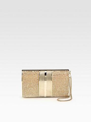 Judith Leiber Crystal Oval Sided Wristlet Clutch