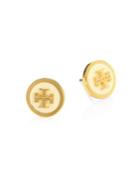 Tory Burch Lacquered Raised Logo Stud Earrings