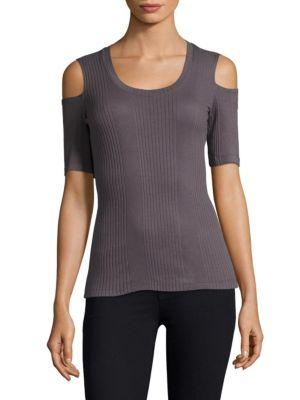 Monrow Ribbed Cold-shoulder Cotton Top