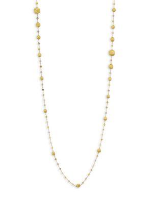 Marco Bicego Africa 18k Yellow Gold & Multicolor Diamond Beaded Long Necklace