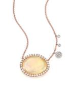 Meira T White Topaz, Mother-of-pearl Doublet, 14k White & Rose Gold Pendant Necklace