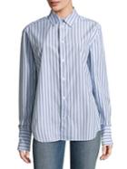 Frame Striped Button-down Cotton Dress Shirt